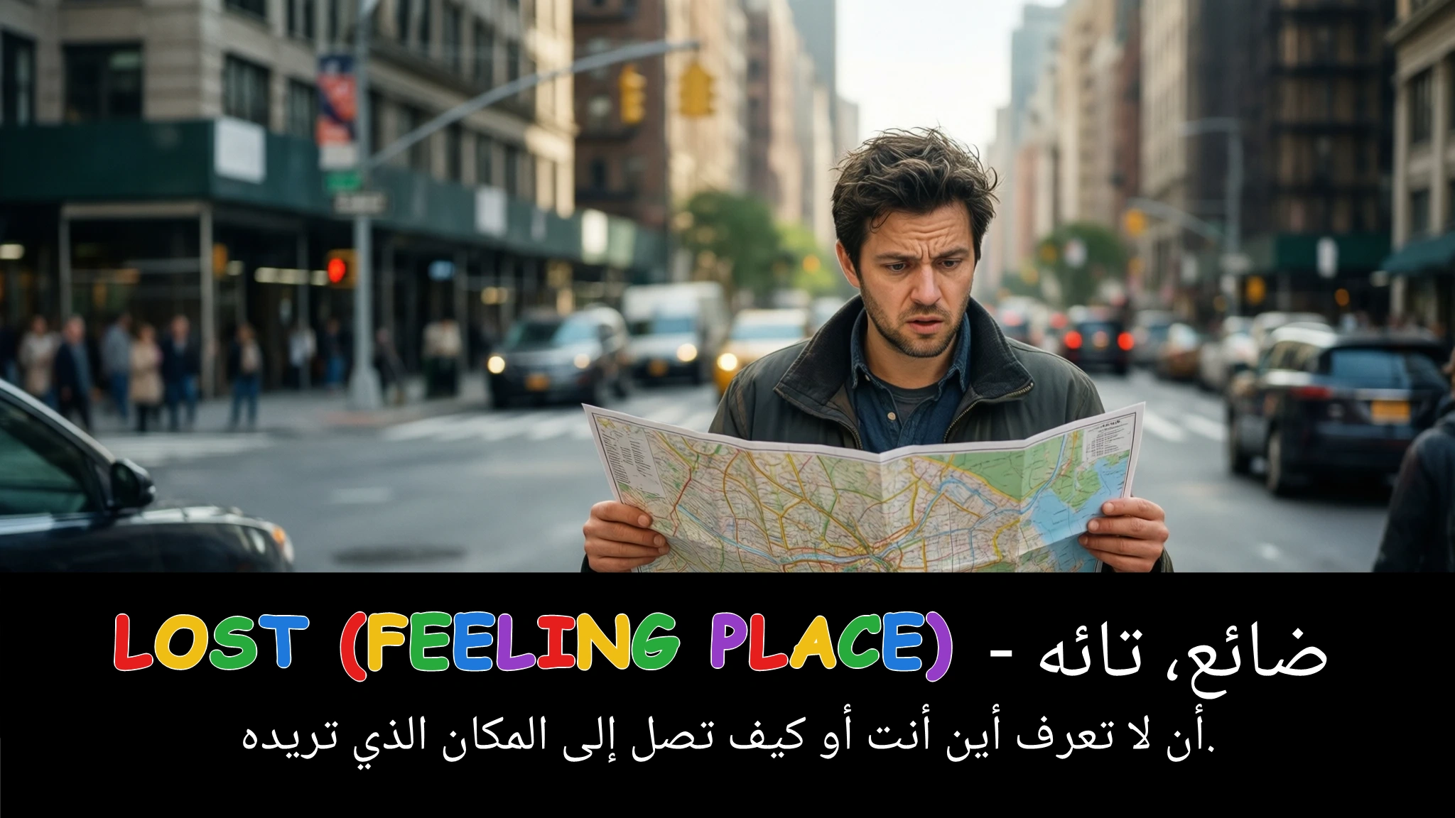 Arabic Illustration for lost (feeling place)